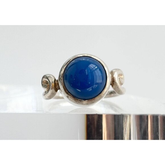 Lapis Lazuli Modernist Southwest 925 Sterling Silver Vintage Ring - sz 5.25 - Picture 1 of 9